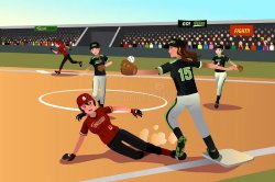Girls Softball team members at play